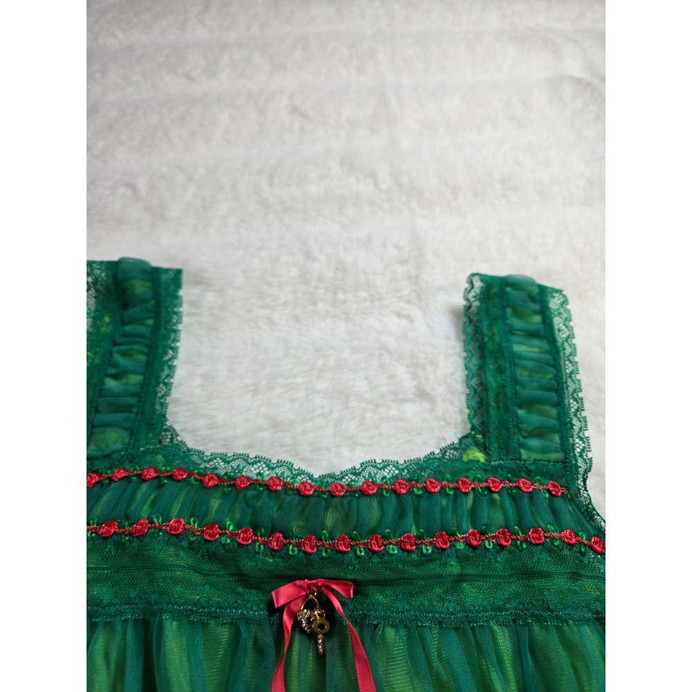 90s Y2K Victoria's Secret Sexy Little Things Green Lace Babydoll Ligerie Set S - Picture 15 of 15